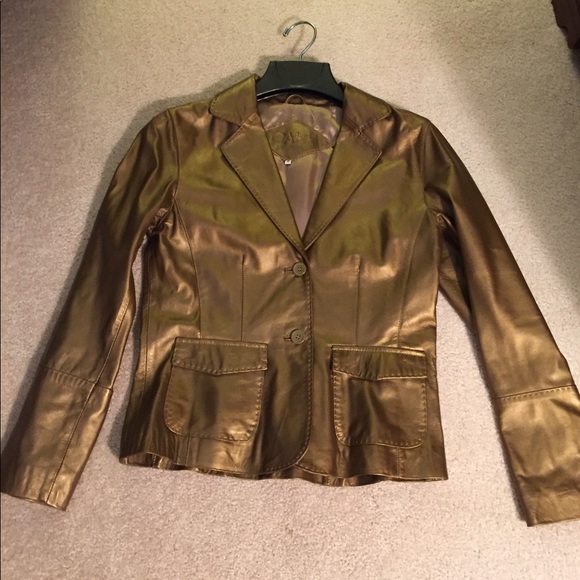 CAbi Jackets & Blazers - Cabi gold leather jacket.  Size 4